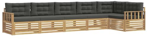 vidaXL Outdoor-Sofagarnitur 6 pcs Weiß und Anthrazit Polyester, Patio-Sofa, langlebige Gartensitzmöbel, modernes Lounge-Set für Komfort im Freien