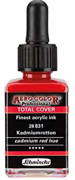 Schmincke - AERO COLOR® Professional - finest-fluid, high-color acrylic paint for acrylic painting, airbrush, mixed media, acrylic ink, cadmium red clay - 28 ml