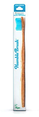 The Humble Co. Bambus Zahnbürste Blau | Mittel Borsten | Biologisch Abbaubar, Umweltfreundlich, Vegan, von Zahnärzten Empfohlen (1 Packung)