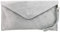 modamoda de T106 Damen Wildleder Rauleder Clutch Umhängetasche Abendtasche handmade in Italy, Farbe:Lichtgrau