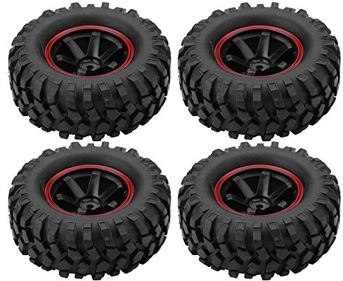 RC Auto Reifen, 4 Stück Reifen 6 Löcher Gummi Reifen mit Naben für 1/10 Skala RC Crawler Off-Road Truck Auto