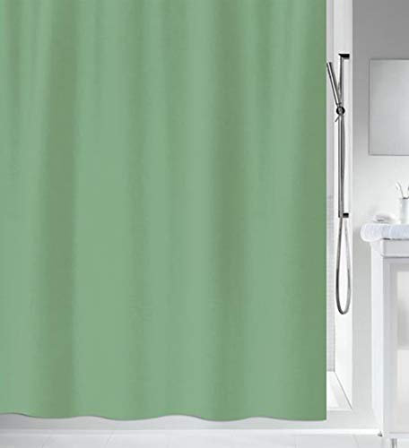 Spirella colección, Cortina de ducha Textil 120 x 200, 100%, Verde Schimmel Duschvorhang-Anti-Bakteriell, waschbar, wasserdicht-Polyester, „Primo “ 120x200cm Grün, Green