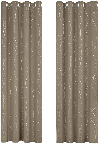 Deconovo Ösenvorhang für Schlafzimmer dicke Thermovorhang Kälteschutz Thermogardine Hitzeschutz, Blickdichte Vorhänge, Sonnenschutz Gardinen, 240x140cm(HöhexBreite), Taupe, 2er Set