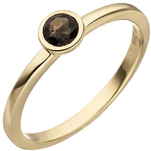 JOBO Damen-Ring aus 585 Gold mit Rauchquarz Größe 60