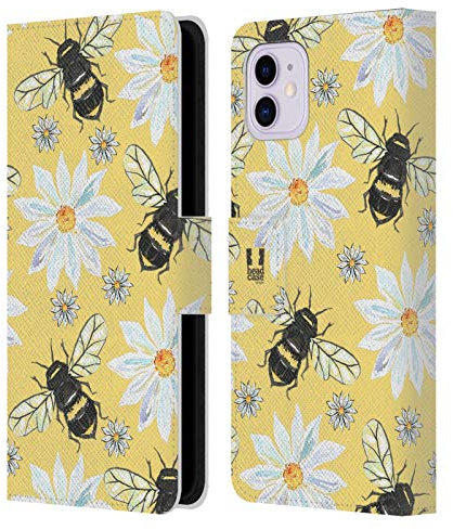 Head Case Designs Bees Watercolour Insects Leather Wallet Case Compatible With Apple iPhone 11