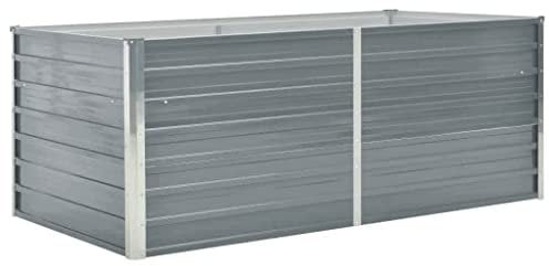 vidaXL Letto di Coltura Rialzato Cura Piante Orto da Balcone Bordo Arrotondato Elegante Fiori Vaso Fioriera 160x80x45 cm in Acciaio Zincato Grigio