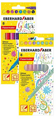 Eberhard Faber Glitzer Fasermaler in Pastell Farben im Kartonetui (Pastell Farben & Classic Farben)