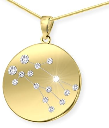 LILLY MARIE Damen Massive Silberkette Vergoldet Silber Gold Beschichtet Sternzeichen-Anhänger Längen-verstellbar Geschenke