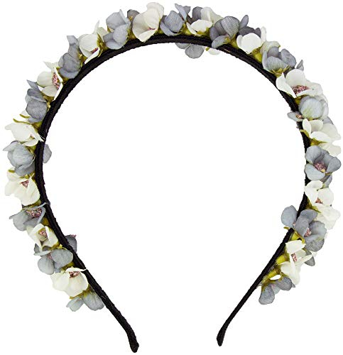 Blumen Haarreif Elfe - Weiß/Grau - Kopfschmuck Haarschmuck Hochzeit Oktoberfest Dirndl Blumenmädchen Kirchweih