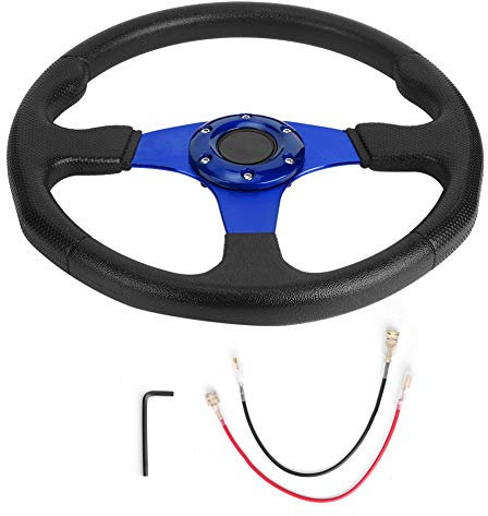 350mm/14in Racing Lenkrad, Universal Car Sport Lenkrad Deep Dish 6 Schrauben Modifiziertes Zubehör(Blau)
