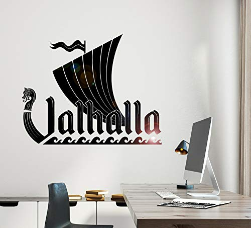 myrockshirt Wikinger Schiff mit Schriftzug Valhalla ca 50cm Wandtattoo Aufkleber Sticker Autoaufkleber Profi-Qualität Sticker UV-fest