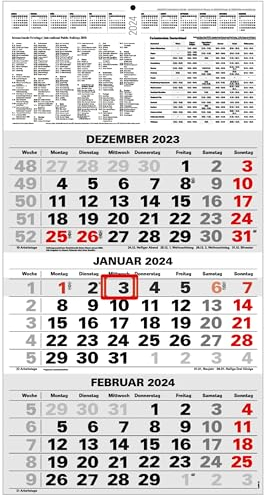 3-Monatskalender 2025 Bürokalender Wandplaner 450x235mm Dreimonatskalender klein