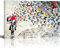 MJEDC Banksy Bilder Leinwand Butterfly Girl Graffiti Street Art Leinwandbild Fertig Auf Keilrahmen Kunstdrucke Wohnzimmer Wanddekoration Deko XXL 80x140cm(31.5x55.1inch)
