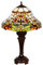Lampe im Jugend -Stil 16 Zoll Libelle, Schmetterling edel, Rose Dekorationslampe, Mosaik Stil, Glaslampe, Leuchte,Tischlampe, Tischleuchte (Tiff 185 Blume hell)