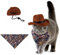 HACRAHO Haustier-Cowboy-Kostüm, 2 Stück Verstellbarer Hundekaffee-Cowboy-Hut und Blauer Paisley-Bandana-Schal Western-Cowboy-Zubehör Foto-Requisiten für kleine Hunde und Katzen