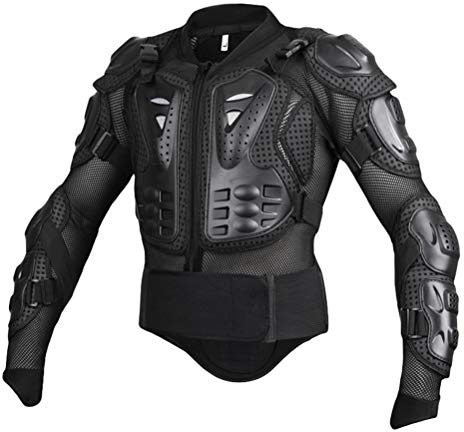 ZhuiKun Motorradjacke Herren Damen, Rückenprotektor Motorradbekleidung Motocross Protektoren Jacke Protektorenhemd (Schwarz, XL)