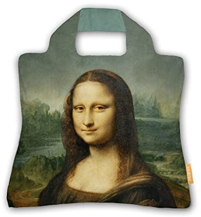 Wiederverwendbare Einkaufstaschen mit faltbarem Gürtel, waschbar, faltbar, Einkaufstaschen für Nylon, wasserdichte Tasche, Mona Lisa, Large