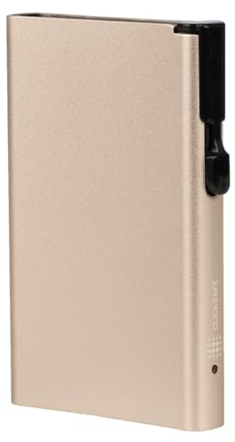 ClickSafe 953000 Tresor Big, Kartenhalter aus Aluminium, Cardholder bietet Platz für bis zu 8 Karten, Slim Wallet, Click-Mechanismus, Kartenetui mit RFID Schutz, ca. 9,7 x 6,4 x 1,3 cm, Champagner