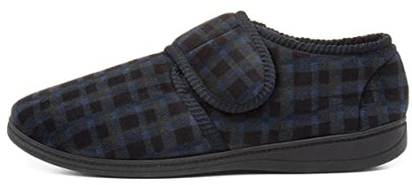 The Slipper Company Mens Navy Touch Fasten Slipper - Size 11 UK - Blue