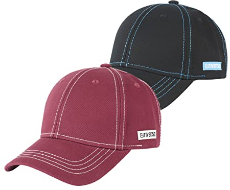 riverso Herren Cap RIVNoel 2er Pack Baseballcap Snapback Kappe Sport Verstellbare Outdoor Mütze Basic Einfarbig 100% Baumwolle Einheitsgröße Schwarz Rot, Größe:One Size, Farbe:Farbmix 13