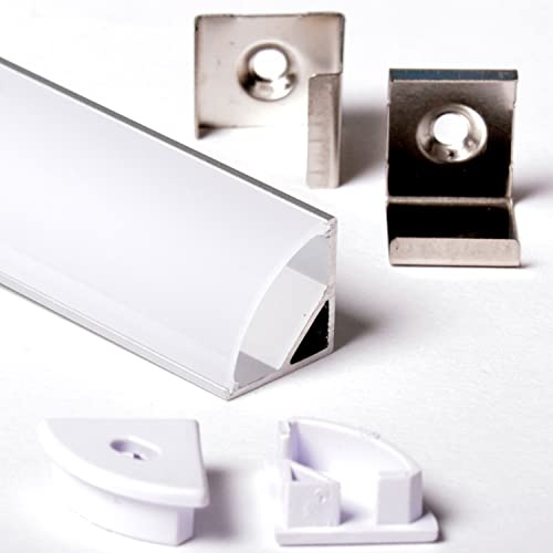 AFTERTECH 1 x 3 Meter 1616 16 x 16 mm Eckprofil aus Aluminium für LED-Streifen LED-Streifen 3 m 3 m + Abdeckung (1 x 3 Meter 1616 Abschnitt)