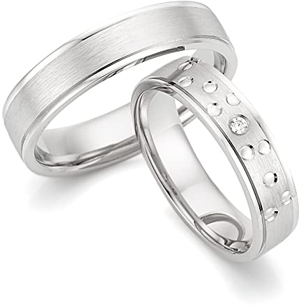123traumringe Eheringe in 925 Silber I Partnerringe mit Etui & Gravur I Damenring mit 1 Zirkonia I Wählbare Ringgröße 50-74 mm I Verlobungsringe in 5 mm Breite & 1,5 mm Stärke I S71/S72
