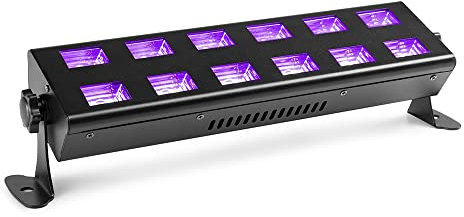 BeamZ BUV263 UV LED Schwarzlicht Bar – 12x 3W UV LEDs | Schwarzlicht Lampe mit 65° Abstrahlwinkel | Partylicht, Clublicht, UV Effektbeleuchtung | Plug & Play UV Bar für Party & Bühne
