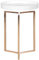 möbelando Design Beistelltisch Weiß/Kupfer ø 40 cm Tabletttisch Holz Metall | Wohnzimmertisch mit Tablett Sofatisch modern | Kaffeetisch rund