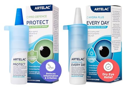 Artelac Eye Drops Multipack, Protect x2 Every Day x1, Allergy Eye Drops, Protect, Protection Against Allergens and Every Day Eye Drops for Dry Eyes Treatment, Both Contact Lens Friendly