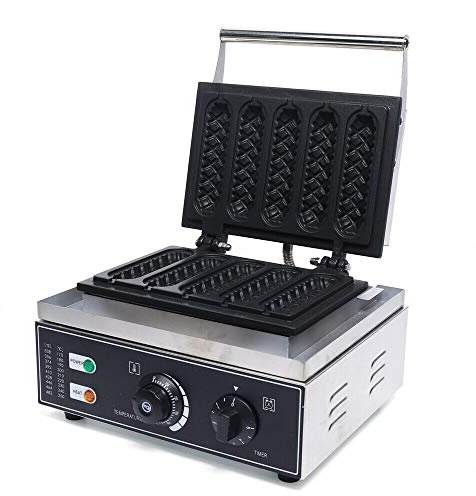 Macchina per waffle, 1500 W, elettrica commerciale, Hot Dog, padella per crepe, antiaderente, controllo della temperatura, 220 V