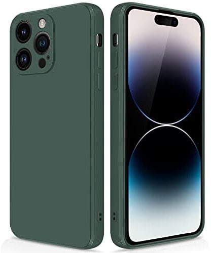GiiYoon Coque pour iPhone 14 Pro Case en Silicone, Coque Antichoc Etui Housse Silicone Ultra-Mince avec Couche Intérieure en Fibre et Protection pour Caméra, Vert