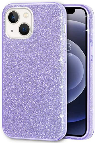 Mixroom - Custodia Cover per iPhone 14 Plus Case in TPU Morbido Lilla con Brillantini Glitter 3 in 1