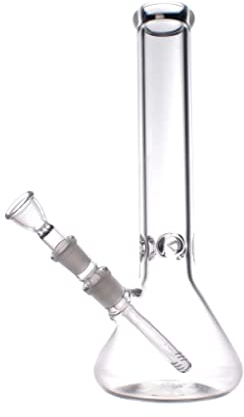Mini Glas Bong | Bongpfeife | Glass Bongs | Glasbong mit Kugel 20cm Hoch 36mm Durchmesser am Mundstück 14,5er Schliff am Chillum Downstem 1teilig | Percolator Wasserpfeifen