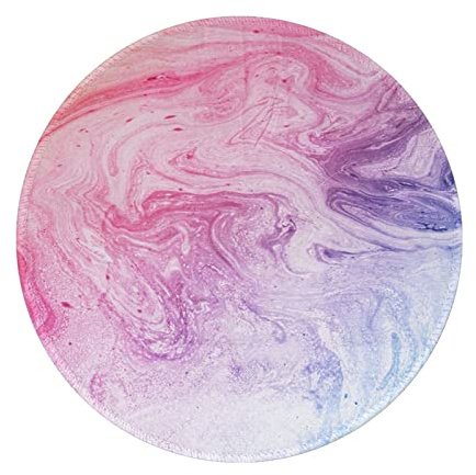 Tapis de souris rond en marbre coloré rose bleu violet imperméable avec base en caoutchouc antidérapant, 20 x 20 cm, pour ordinateur portable, PC, bureau, femme et homme