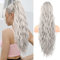 Flufymooz Ponytail Extension Pferdeschwanzverlängerung, 66 cm Pferdeschwanz mit Kordelzug Haarverlängerungen, Lockiger Pferdeschwanz Synthetisches Haarteil für Damen (Grau/Silber/Weiß gemischt)
