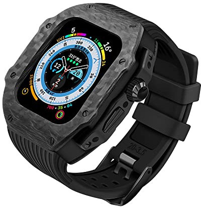 BKUANE Modifikations-Mod Kit für Apple Watch Ultra 49 mm Kohlefaser-Schutzhülle Schutzhülle Silikonband für iWatch Serie 8 7 45 mm 44 mm, 49mm for 8 Ultra, Achat