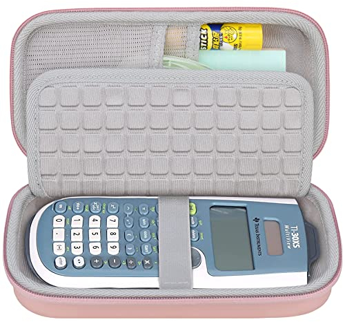 Canboc Hard Case for Texas Instruments TI-30XS/ TI-36X Pro MultiView Scientific Calculator, Mesh Bag fit Cable, Batteries, Pens and Other Accessories, Rose Gold (Case Only)