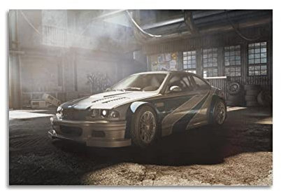 PENTAB Klassisches BMW M3 Gtr Rennwagen-Poster, 30,5 x 45,7 cm, rechteckig, ungerahmt, für den Innenbereich, Wandhalterung, matt oder seidenmatt, Schlafzimmer-Dekor