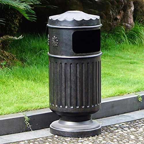 Poubelle Les ordures en plein air peuvent couler des ordures en panneaux en aluminium et une poubelle de déchets en métal extérieure unique avec panneau décoratif, 10,5 gallons Poubelle Extérieure