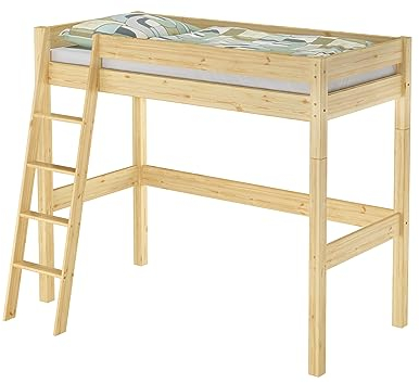 Erst-Holz Hochbett für Kinder 90x200 Kinderbett Stockbett Kiefer massiv V-60.20-09-20Z, Ausstattung:ohne Zubehör