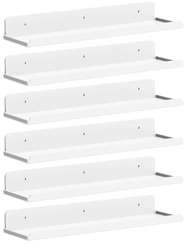 Lifewit Kunststoff Hängeregale für die Wand, 6er Pack,Weißes 38CM Raumdeko für Bücherregal/Schallplatten Präsentaion von Fotod im Schlafzimmer, Wohnzimmer, Bad, Küche Lagerung & Organisation