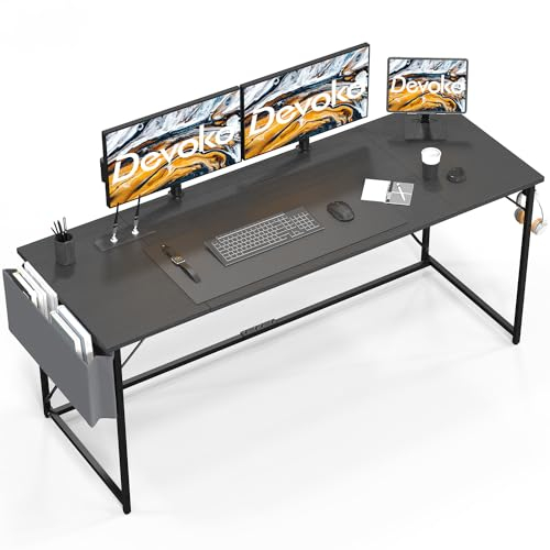 Devoko Escritorio para Ordenador, 140 x 50 x 73 cm Escritorio, Mesa de Oficina en casa, Escritorio para Ordenador portátil, Mesa de Estudio Industrial Negro