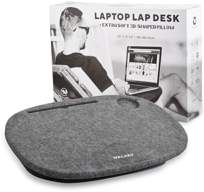 Welaxy Laptopkissen Schreibtisch tragbarer LapDesk für Bett Heimbüro passend für Laptops bis zu 17 Zoll MacBook Chromebook Tablet leichtes Großer Tablett mit patentiertem 3D-Kissen