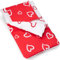 PinkZebra Puppenschlafsack 2-teiliger Set für Puppen, Puppenschlafsack mit Kissen für Puppenbett,e, Puppenbettzeug beidseitig, aus Baumwolle, Herzchen Rot
