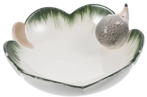 PRETYZOOM Hedgehog Decor Ceramic Candy Holder Plate Rustic Trays Decorative Jewelry Storage