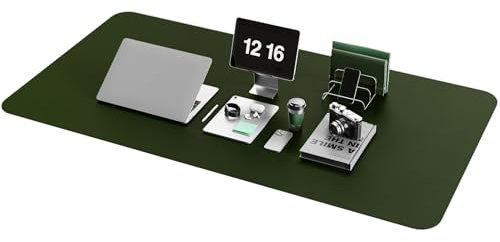 YSAGi Non-Slip Desk Pad, Waterproof PVC Leather Desk Table Protector, Ultra Thin Large Mouse Pad, Easy Clean Laptop Desk Writing Mat for Office Work/Home/Decor (120 x 60 cm, Pine Green)