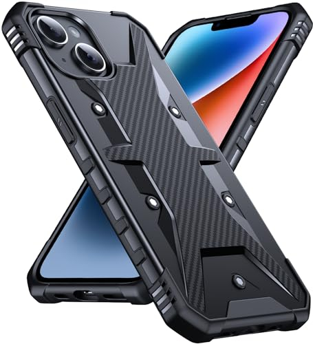 DASFOND Hülle für iPhone 14/13 Case mit Kameraschutz, Upgraded Militär Stoßfest Robust Heavy Duty Bumper Handyhülle Schutzhülle Cover für iPhone 14/13, Schwarz