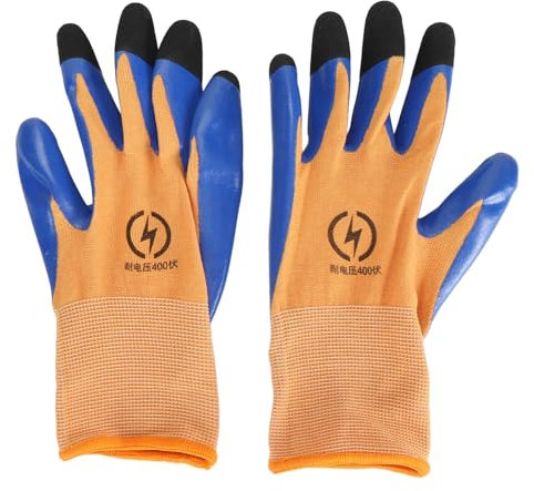 Electrical Insulated Gloves, 400V Voltage Resistance Electrician High Voltage Gloves with Rubber Non Slip Flame Retardant Insulation Work Gloves Electric Gloves for Home