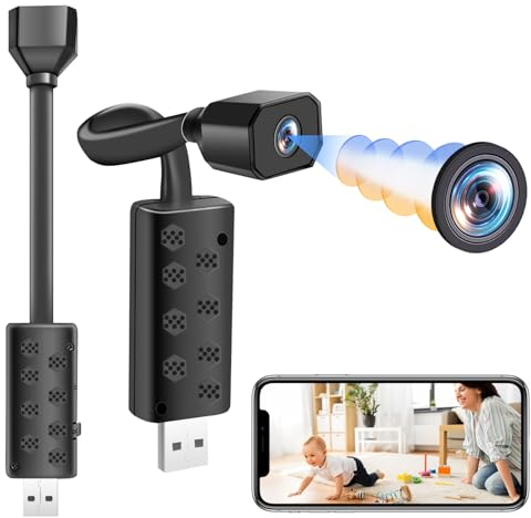 ZGSZ USB WiFi Cámara, Mini USB WiFi Cámara Espía HD 1080P para el Hogar de Vigilancia de Seguridad Cámara Niñera con Visión Nocturna y Detección de Movimiento