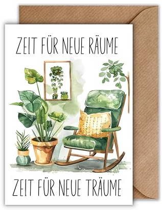 WBdesignz Einweihung Karte mit Umschlag - Umzugskarte “Zeit für neue Räume - Zeit für neue Träume” Einweihungskarte Einweihungsfeier Geschenkkarte (DIN A6)